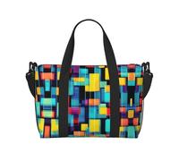 Bolsa de viaje impermeable con diagrama geométrico cuadrado para gimnasio, deportes, vacaciones