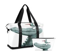 Bolsa de viaje impermeable con diseño de cabeza de cocodrilo y pájaro, para gimnasio, deporte, bolsa de transporte con compartimento, Cabeza de cocodrilo y pájaro, Talla única, Bolsa de viaje