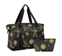 Bolsa de viaje impermeable con diseño de halcón salvaje, color negro y dorado, con artículos de aseo para senderismo