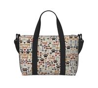 Bolsa de viaje impermeable con estampado de huesos y patas, bolsa de viaje para el gimnasio durante la noche