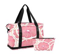 Bolsa de viaje impermeable para gimnasio, deporte, bolsa de fin de semana con compartimento, Pomelo rosa y limón, Talla única, Bolsa de viaje