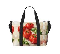 Bolsa de viaje ligera de viaje con albahaca y tomate, para hombres y mujeres, bolsa de viaje impermeable para viajes de fin de semana al gimnasio