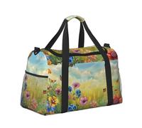 Bolsa de viaje ligera para fin de semana, bolsa de cabina, bolsa de gimnasio o bolsa de noche, mariposa volando sobre el campo de flores