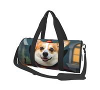 Bolsa de viaje ligera y pequeña bolsa de gimnasio, plegable, para fin de semana, con correa ajustable para el hombro, bolsa de mano para Halloween, corgi, perro, bruja, bolsa de hospital para mujeres