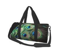 Bolsa de viaje ligera y pequeña, plegable, para fin de semana, con correa ajustable para el hombro, bolsa de mano, bolsa de hospital de plumas de pavo real verde, para mujeres y hombres