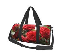 Bolsa de viaje ligera y pequeña, plegable, para fin de semana, con correa ajustable para el hombro, bolsa de mano, rosas rojas, arbusto en el jardín, bolsa de hospital, para mujeres y hombres