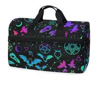 Bolsa de viaje mágica con diseño de brujería sin costuras para hombres, mujeres, niños, niñas, adolescentes, bolsa de gimnasio deportiva de gran tamaño con compartimento para zapatos, bolsa de