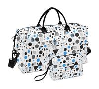Bolsa de viaje minimalista moderna con formas geométricas azules y negras, bolsa de transporte para artículos personales, gimnasio, bolsa de lona con correa ajustable para viajes de negocios, juego de