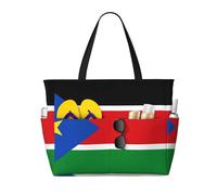 Bolsa de viaje multifuncional con la bandera de Sudán del Sur, con múltiples bolsillos, diseño de moda, adecuada para varios lugares al aire libre