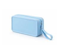 Bolsa de Viaje Neceser de Silicona Elástica con Cremallera para cosméticos, Maquillaje, artículos de higiene, Estuche para rotuladores 9.3x7x18.3cm (Azul)