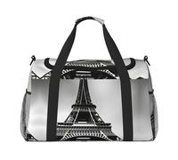 Bolsa de viaje negra con estampado de la Torre Eiffel de París para fin de semana, para llevar al gimnasio, para viajes y mujeres, Negro -, Talla única