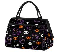 Bolsa de viaje negra de calavera de Halloween para mujeres y hombres, 24 L, bolsa de fin de semana de gatos de Halloween, bolsa de fin de semana, bolsa deportiva para gimnasio, viajes, fin de semana,