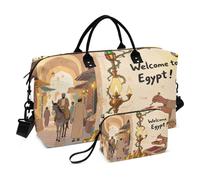 Bolsa de viaje nocturna con correa ajustable para viajes de negocios, multifuncional, bienvenido a la cultura de paisajes de Egipto