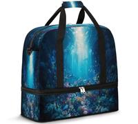 Bolsa de viaje Ocean Underwater Coral para mujeres y hombres, bolsas de fin de semana, plegables, separadas, 47 L, para deportes, gimnasio, yoga, color, 47 L, Organizador de bolsas