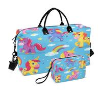 - Bolsa de viaje para 110 caballos, gimnasio, yoga, bolsa de transporte para hombres y mujeres, bolsa de fin de semana, Caballo amarillo y rosa, Talla única, Bolsa de viaje