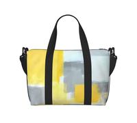 Bolsa de viaje para adultos con pintura abstracta gris y amarilla impresa para fin de semana, ideal para viajes, camping, picnics