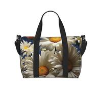 Bolsa de viaje para artículos personales, bolsa de equipaje, bolsa de entrenamiento, ligera, impermeable, deportiva, bolsa de gimnasio, bolsa de fin de semana con margaritas florales para mujeres y