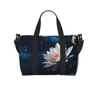 Bolsa de viaje para artículos personales, bolsa de equipaje, bolsa de entrenamiento, ligera, impermeable, bolsa de gimnasio, bolsa de fin de semana con flores y lunas, para mujeres y hombres, Black,