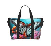 Bolsa de viaje para artículos personales, bolsa de equipaje de mano, bolsa de entrenamiento, ligera, impermeable, bolsa de gimnasio, bonita mariposa en flores, bolsa de fin de semana para mujeres y