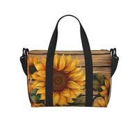 Bolsa de viaje para artículos personales, bolsa de equipaje de mano, bolsa de entrenamiento, ligera, impermeable, bolsa de gimnasio, bolsa de pintura de madera, girasol, bolsa de fin de semana para