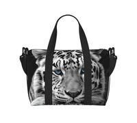 Bolsa de viaje para artículos personales, bolsa de equipaje de mano, bolsa de entrenamiento, ligera, impermeable, deportiva, bolsa de gimnasio, bolsa de fin de semana de tigre blanco y negro para