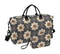 Bolsa de viaje para artículos personales, estilo Genesis, floral, azul oscuro, champán, bolsa de transporte con bolsa de aseo para viaje, impermeable, para mujer