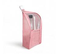 Bolsa de viaje para cepillo de dientes y artículos de tocador, bolsa de almacenamiento de malla EVA impermeable de nailon con cremallera, organizador de múltiples bolsillos para cosméticos, artículos