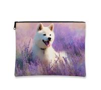 Bolsa de viaje para cosméticos de lavanda violeta, estilo pintura al óleo, bolsa con cremallera para mujer, organizador portátil de maquillaje de lona pequeña, bolsa de aseo de regalo de temporada de
