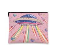 Bolsa de viaje para cosméticos, organizador de festivales retro de surf rosa, bolsa portátil pequeña de lona con cremallera para mujer, bolsa de aseo para el cuidado de la piel de gala de temporada