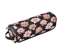 Bolsa de viaje para el cabello con diseño de flores y pintura al óleo de oro rosa con alfombrilla resistente al calor, impermeable, organizador de viaje para plancha, herramientas calientes y