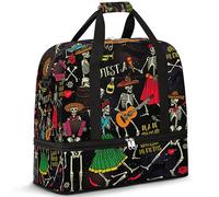 Bolsa de viaje para el Día de los Muertos de Esqueleto para mujeres y hombres, bolsas plegables para fin de semana de esqueleto, bolsa de 47 L para deportes, gimnasio, yoga, color, 47 L, Organizador