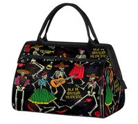 Bolsa de viaje para el Día de los Muertos, para mujeres, hombres, niños, niñas, esqueleto, fin de semana, 24 L, bolsa de cabina para deportes, gimnasio, yoga, color, 24 L, Organizador de bolsas