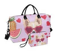 Bolsa de viaje para el día de San Valentín, diseño de cachorro, bolsa de viaje para fin de semana con correa ajustable para viajes, resistente al agua, Peach Valentine's Day Puppy Love, 1 size