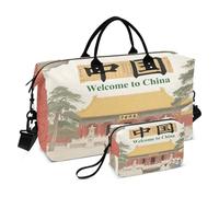 Bolsa de viaje para el hombro con correa ajustable para viajes en avión, impermeable, bienvenido a la cultura del paisaje de China