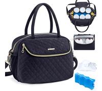 Bolsa de viaje para enfriar leche materna con 2 dispensadores de toallitas y bolsa de hielo, bolsa enfriadora de biberones para 6 biberones de hasta 9 onzas, bolsa para sacaleches, bolsa de