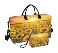Bolsa de viaje para fin de semana, bolsa de gimnasio, campo de girasol, bolsa de mano con bolsa de aseo para avión, viajes, gimnasio, yoga