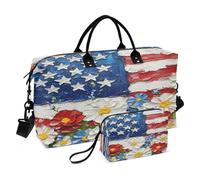 Bolsa de viaje para fin de semana, bolsa de gimnasio con bandera americana, bolsa de mano con bolsa de aseo para avión, viajes, gimnasio, yoga, bandera americana, Talla única, moda