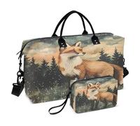 Bolsa de viaje para fin de semana, bolsa de gimnasio con zorro místico para llevar durante la noche, con bolsa de aseo para avión, viajes, gimnasio, yoga