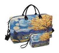 Bolsa de viaje para fin de semana, bolsa de gimnasio estilo Van Gogh, diseño de árbol amarillo, bolsa de mano con bolsa de aseo para avión, viajes, gimnasio, yoga, Yellow Tree estilo Van Gogh, Talla