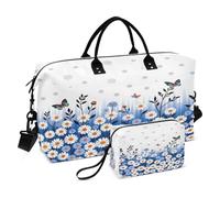 Bolsa de viaje para fin de semana, bolsa de gimnasio, margaritas, mariposa, bolsa de mano con bolsa de aseo para avión, viajes, gimnasio, yoga
