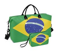 Bolsa de viaje para fin de semana con artículos de aseo para senderismo, gran capacidad, bandera de Brasil, color verde nacional brasileño