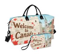 Bolsa de viaje para fin de semana con correa ajustable para senderismo, gran capacidad, bienvenido a la cultura de paisajes de Canadá