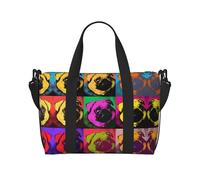 Bolsa de viaje para fin de semana con estampado de perro con diseño de perro pop art para adultos, adecuada para viajes, camping, picnics