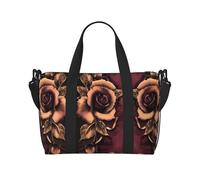 Bolsa de viaje para fin de semana con estampado de rosas góticas, para adultos, adecuada para viajes, camping, picnics