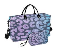 Bolsa de viaje para gimnasio, con estampado de leopardo azul y morado, para mujeres y hombres, multicolor