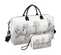Bolsa de viaje para gimnasio, diseño de caballo blanco para mujeres y hombres, multicolor