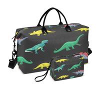Bolsa de viaje para gimnasio, diseño de dinosaurios y personajes de dibujos animados para mujeres y hombres, multicolor
