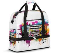 Bolsa de viaje para grabadora de música colorida para mujeres y hombres, bolsa de deporte plegable para gimnasio, fin de semana, durante la noche, bolsa de cabina con compartimento para zapatos