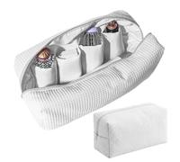 Bolsa de Viaje para Herramientas de Cabello con Textura de gofre, Organizador de Maquillaje con Compartimentos para rizador y Herramientas de Peinado, Neceser portátil, Bolsa Blanca para herrami