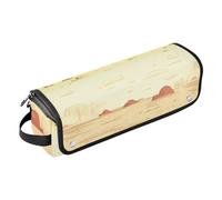 Bolsa de viaje para herramientas de pelo caliente con alfombrilla extraíble resistente al calor, impermeable, para planchas planas, alisadores, rizadores, vaqueros, vacas occidentales, desierto vasto